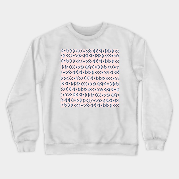 Light Pink Navy Blue Graphic Triangles Arrows Pattern Crewneck Sweatshirt by dreamingmind